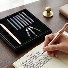 Vintage Calligraphy Fountain Pen Set | 3 Nibs, 7 Ink Cartridges, Beginner Kit picture