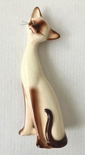 Vintage MCM Ceramic Long Neck Siamese Cat Figurine Made In Japan By Giftcraft 9” picture