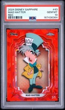 2024 Topps Chrome Disney Sapphire Mad Hatter Alice In Wonder Red /5 PSA 10 picture