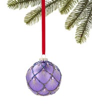 New Macy's Holiday Lane Jewel Tones Purple Glass Ball Ornament Christmas picture