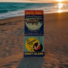 1930s CONEY ISLAND NY Island Queen Steamer Amusement Park Swimming Matchbook Vtg picture
