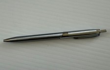 Vintage Ritepoint USA Chrome Ballpoint Pen Brushed Steel Made in USA picture