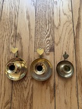 Brass candlestick holder Trio Liards Ltd India Vintage Flat Heart Design, Retro picture