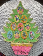 1969 Bucilla Jeweled Christmas Tree Wall Hanging Vintage Decoration Sequins 3043 picture