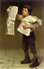Oil painting boy child in street Newsboy-John-George-Brown-oil-painting handmade picture