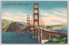 Vintage Golden Gate Bridge Postcard, Battleship, San Francisco CA picture