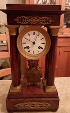 Charles X French Gilt Bronze Portico Clock W/ Key, WORKS Advances, Chimes,*Read picture