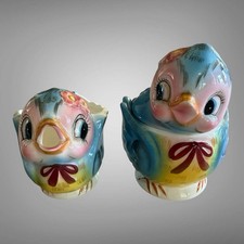 Vintage Lefton Bluebird Cream & Sugar Set - Anthropomorphic 290 picture