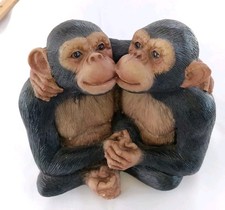 Vintage Collectible Resin Kissing Monkeys Figurine picture
