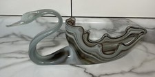 Handblown Swirl Swan Glass Planter/Vase/Bowl Candy Dish Trinket picture
