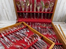 Vtg Thai Brass & Rosewood Flatware Set Svc For 8 + Serving MCM 60’s 100 Pieces picture