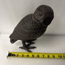 Vintage Cast Iron Owl  9” Detailed Feathers & Feet picture