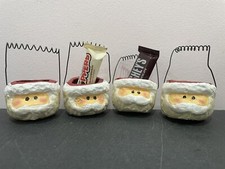 4 Vintage PAPER MACHE Santa Claus Head CANDY HOLDERS Christmas DEPT 56 BUCKET picture