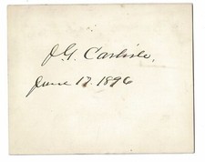 John G Carlisle Kentucky Senator Autographed Signed Index Card AMCo COA 14171 picture