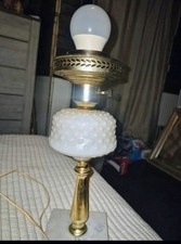 Vintage Hobnail Milk Glass Table Lamp with Gold Base picture