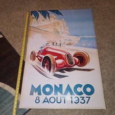 1937 Monaco Grand Prix Poster, 1999 Portal Publications, 36X24 RARE picture