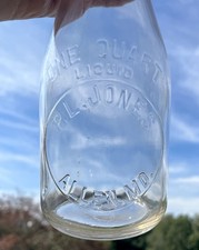 P.L. Jones Allen MD Milk Bottle TREQ Quart Princess Anne Somerset County Eastern picture