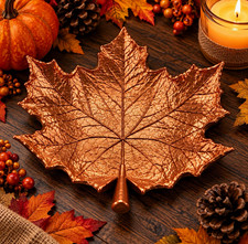 Copper Maple Leaf Shaped Dish Decorative Plate 7