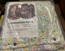 Vintage 1970s Sears Comforter Wrap Calico Garden Floral Twin 60 x70 NOS picture