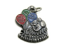 84 Des Moines Iowa Clown & Balloon Charm Central Iowa Silver Tone picture
