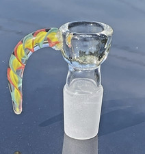 Awesome 18mm Horned 7-Hole Built in Screen Thick Borosilicate Glass Slide Bowl picture