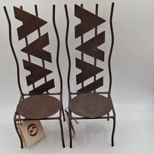 Vintage Zodax Wrought Iron Chair Candle Holders Pair Votive Tea Light 10