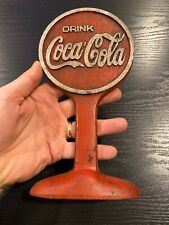 Coca Cola Door Stop Cast Iron Solid Metal Patina Coke Collector Soda Doorstop picture