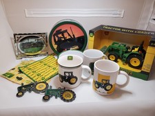 John Deere 1/16 Scale Tractor w/ Loader, Basket and Mugs and More picture