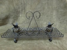 Circa 1950's Mid Century Quatrefoil Metal Mesh double Candleholder Centerpiece picture