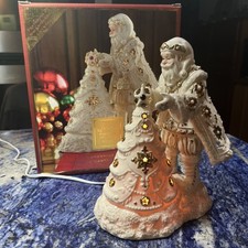 2003 Lenox Florentine & Pearl Jeweled Santa w/ Lit Tree NIB; Swarovski crystal picture