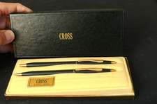 1982 Ford Motor Company Cross Pen Mechanical Pencil Set Matte Black + Box Papers picture