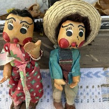 Vintage 60s Mexican Folk Art Marionette Sitting Is Missing Lupe y Pedro Puppets picture