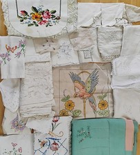 Lot 23 Vintage Embroidered Doilies Tablecloth As Is Crafts Repair Repurpose picture