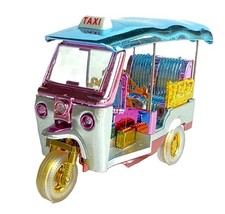 Tuk Tuk Thailand Wind Up 3 Wheel Rickshaw Taxi Vehicle Car Model Thai Souvenir picture