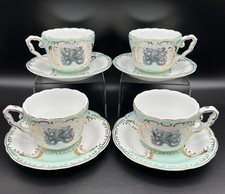 Angioletti Designs Vegan Bone China Mint Green Teacup & Saucer w Black Octopus picture