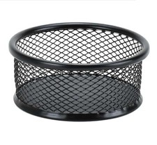 1Pc Black Metal Paper Clip Holder Mesh Paperclip Bowl Binder Clip Dispenser picture