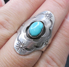 Navajo Donald Douglas Sterling Silver Turquoise Ring Size 10.5 * picture