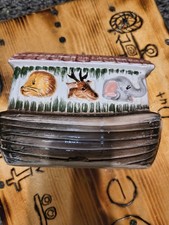 Vtge 1940’s Sierra Vista Starnes Noahs Ark Ceramic Coin Jar-Japan-Hand Painted picture