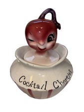 Ultra Rate Vintage Lefton Cocktail Cherries Jar Container Server picture