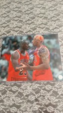 SIGNED Dennis Rodman AUTOGRAPHED Michael Jordan CHICAGO BULLS Glossy Photo COA picture