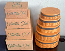 LONGABERGER COLLECTORS CLUB HARMONY STACKABLE BASKETS (5) W/ PROTECTORS & BOXES picture