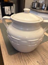 Longaberger Pottery Cookie Jar Woven Traditions  Ivory with Lid picture