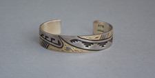 Alton Bedonie - Navajo Sterling Silver Bracelet Cuff - Sky Cloud Design - 6 3/4