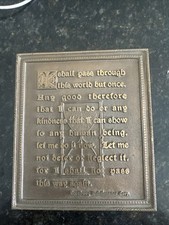 1925 Henry A. Roefer Bronze Wall Plaque – Motto Quote with Hourglass Art Deco picture
