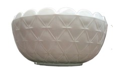 Milk Glass Serving Bowl Vegetable Quilted Star 8
