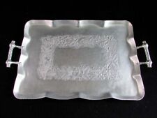 Vintage EVERLAST Forged Aluminum Serving TRAY Handles Floral Flowers Rose Silver picture