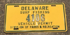 1984 Delaware Resident Surf Tag Number 4186 Never Issued In Perfect Condition picture