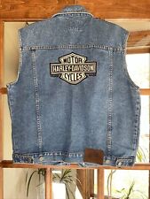 Vintage Classic Harley Davidson Biker Denim Vest Logo On Back Men's  Medium picture