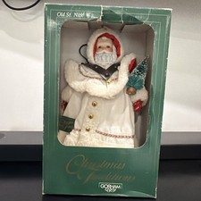 1988 Gorham Old St NICK TABLE  Top SANTA  FIGURINE WHITE OUTFIT Christmas  NEW picture