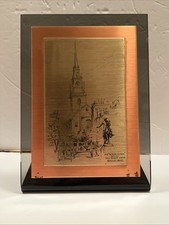VTG Jas.F.Murray Brass & Copper Etching Of Old North Church Boston MA Plaque  picture